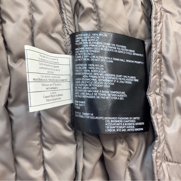 Bernardo Insulated Puffer Bomber Jacket Water Resistant Moonrock Size Large - Picture 13 of 15